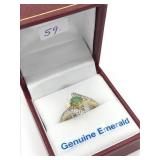 10k Yellow Gold Emerald (0.5 ct) & Genuine White 10k Yellow Gold Emerald (0.5 ct) & Genuine White