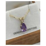 10k Yellow Gold Amethyst (0.95 ct) Drop Pendant - 10k Yellow Gold Amethyst (0.95 ct) Drop Pendant -