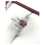 10k White Gold Ruby (0.56 ct) & Diamond (0.05 ct) 10k White Gold Ruby (0.56 ct) & Diamond (0.05 ct)