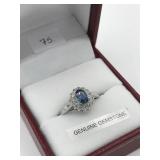 14k White Gold Blue Sapphire (0.6 ct) Diamond