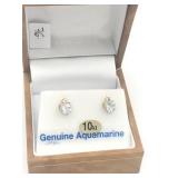 10k Yellow Gold Aquamarine (1.5 ct) Earrings, 10k Yellow Gold Aquamarine (1.5 ct) Earrings,