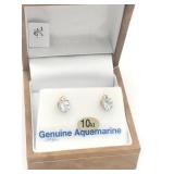 10k Yellow Gold Aquamarine (1.5 ct) Earrings,