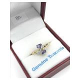 14k Yellow Gold Tanzanite (0.4 ct) & Diamond (0.06