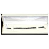 Silver Black Sapphire (21.9 ct) Bracelet,