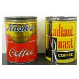 2 Vintage Key Wind Coffee Tins - Nash