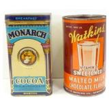 Vintage Monarch Hinged Lid Cocoa Tin & Watkins