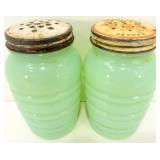 Vintage Fire King Jadite Ribbed Salt and Pepper Vintage Fire King Jadite Ribbed Salt and Pepper