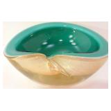 Art Glass Geode/Heart Shaped Turquoise Bowl -