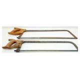 * 2 Vintage Hack Saws * 2 Vintage Hack Saws
