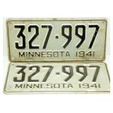 Pair of 1941 Minnesota License Plates