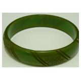 Bakelite Olive Green Bracelet - Nice Design, Bakelite Olive Green Bracelet - Nice Design,