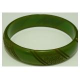 Bakelite Olive Green Bracelet - Nice Design,