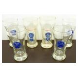 * Six Pabst Blue Ribbon Beer Glasses - Nice * Six Pabst Blue Ribbon Beer Glasses - Nice