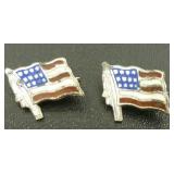 2 Sterling U.S. Flags Marked Sterling - WW2 Era, 2 Sterling U.S. Flags Marked Sterling - WW2 Era,