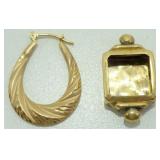 14k Gold Earrings and 14k Gold Watch Case - 2.8