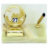 Vintage Agate World Calendar Pen Holder Vintage Agate World Calendar Pen Holder