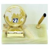 Vintage Agate World Calendar Pen Holder