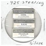 3 pc. Set of .925 Sterling Silver Classic Car 3 pc. Set of .925 Sterling Silver Classic Car