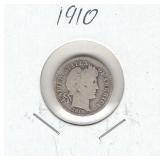 1910 U.S. Silver Barber Dime