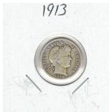 1913 U.S. Silver Barber Dime