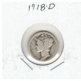 1918-D Mercury Silver Dime