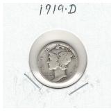 1919-D Mercury Silver Dime