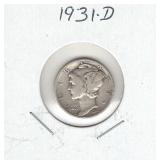 1931-D Mercury Silver Dime