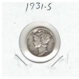 1931-S Mercury Silver Dime