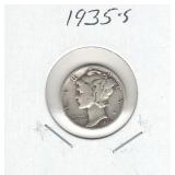 1935-S Mercury Silver Dime