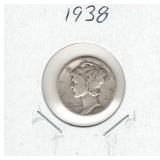 1938 Mercury Silver Dime