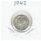 1942 Mercury Silver Dime