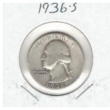 1936-S Washington Silver Quarter