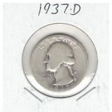 1937-D Washington Silver Quarter