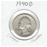 1940-D Washington Silver Quarter