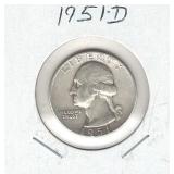 1951-D Washington Silver Quarter