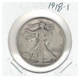 1918-S Walking Liberty Silver Half Dollar