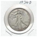 1934-D Walking Liberty Silver Half Dollar