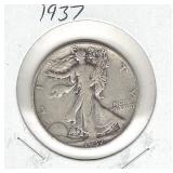 1937 Walking Liberty Silver Half Dollar