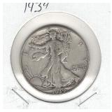 1939 Walking Liberty Silver Half Dollar