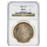 1880-S Morgan Silver Dollar NGC MS-63 Slab - 1880-S Morgan Silver Dollar NGC MS-63 Slab -