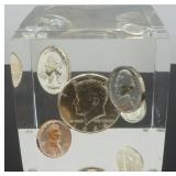 1964 Uncirculated Coin Set in Acrylic Cube - 90%