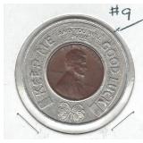 Encased 1946 Cent in Good Luck Holder from Des