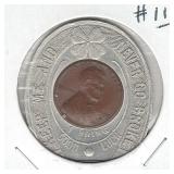 Encased 1950 Cent in Good Luck Holder Menter Encased 1950 Cent in Good Luck Holder Menter