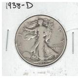 1938-D Walking Liberty Silver Half Dollar 1938-D Walking Liberty Silver Half Dollar