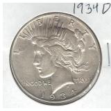 1934-D Peace Silver Dollar