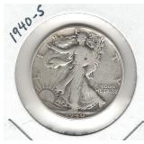 1940-S Walking Liberty Silver Half Dollar