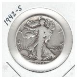 1942-S Walking Liberty Silver Half Dollar