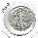 1943-D Walking Liberty Silver Half Dollar