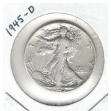 1945-D Walking Liberty Silver Half Dollar