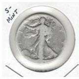 S-Mint Walking Liberty Silver Half Dollar - No